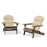 Malibu Outdoor Acacia Wood Folding Adirondack Chairs with Cushions (Set of 2), Gray and Khaki