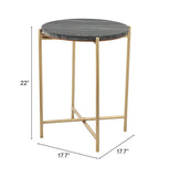 Zuo Modern David Marble, MDF, Iron Modern Commercial Grade Side Table Gray, Gold Marble, MDF, Iron