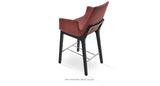 Eiffel Arm Wood Stool Red Leathertte Black Lacquer