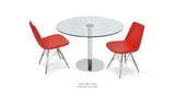 Tango Glass Dining Table Set: Two Eiffel Mw Red PPM and Tango Glass Table