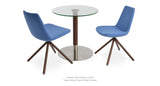 Eiffel Stick Set: Two Eiffel Stick 
Swivel Chair Skyblue Wool and One Tango Glass
Dining Table (Walnut Veneer)