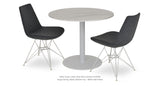 Eiffel Tower Set: Two Eiffel Tower Dark Grey Wool and One Tango Dining Table Marble Top-White Paint Base (Set)