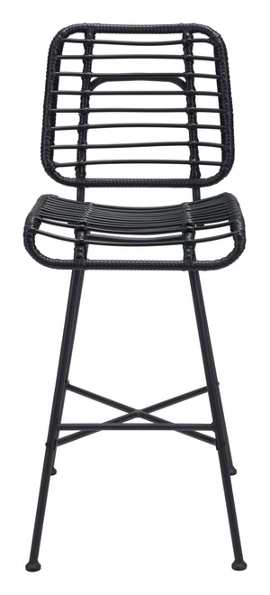 Zuo Modern Murcia Steel, Polyethylene Modern Commercial Grade Barstool Set - Set of 2 Black Steel, Polyethylene