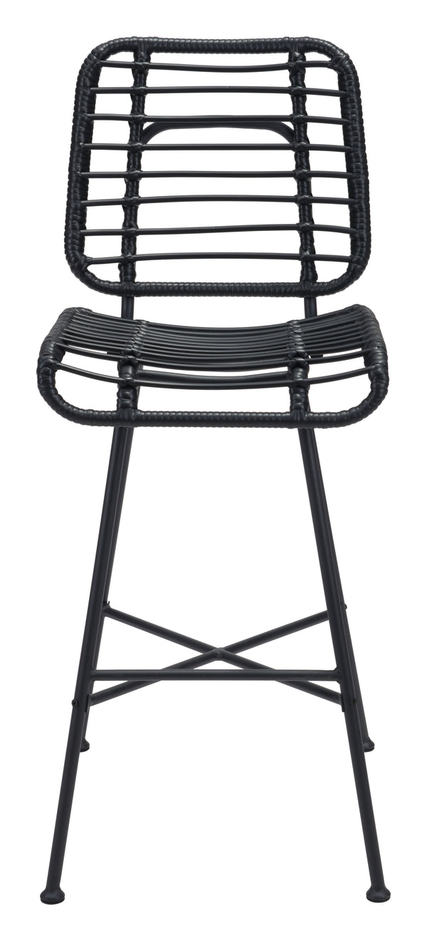 Zuo Modern Murcia Steel, Polyethylene Modern Commercial Grade Barstool Set - Set of 2 Black Steel, Polyethylene