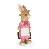 Wallen Outdoor Decorative Rabbit Planter, Pink and Brown Noble House