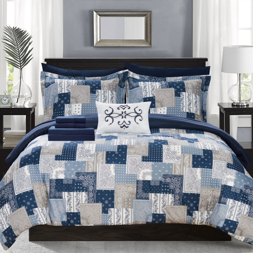 Millennia Blue King 8pc Comforter Set
