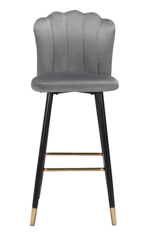 Zuo Modern Zinclair 100% Polyester, Plywood, Steel Modern Commercial Grade Barstool Gray, Black, Gold 100% Polyester, Plywood, Steel
