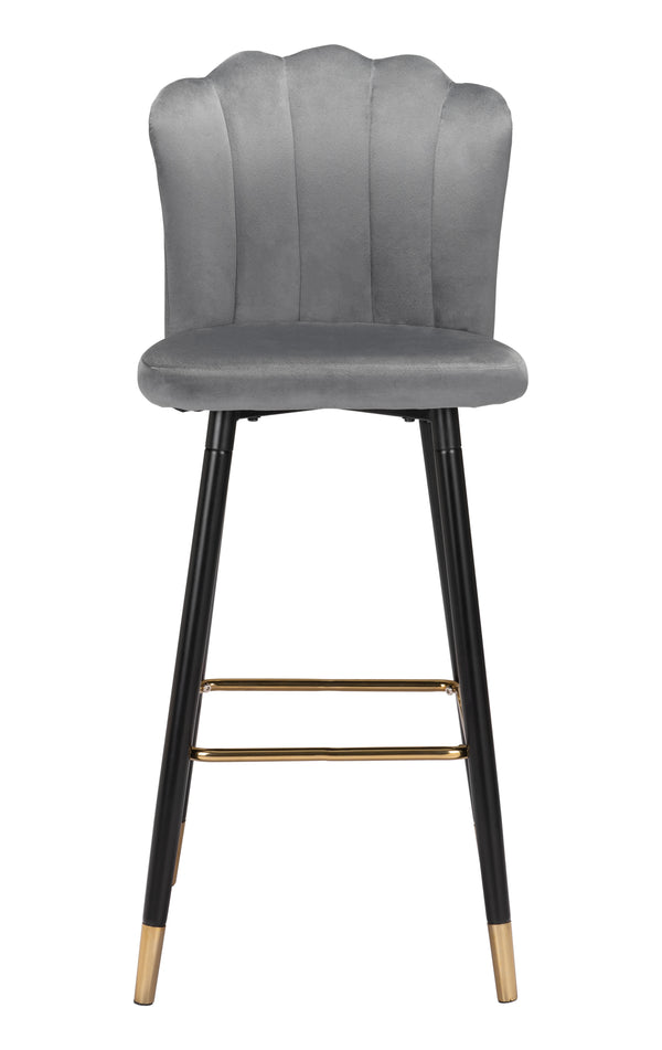 Zuo Modern Zinclair 100% Polyester, Plywood, Steel Modern Commercial Grade Barstool Gray, Black, Gold 100% Polyester, Plywood, Steel