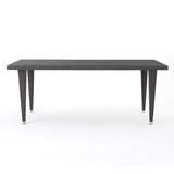 Noble House Dominica Outdoor 75" Grey Wicker Rectangular Dining Table