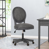 Noble House Pishkin French Country Upholstered Swivel Office Chair, Charcoal and Weathered Gray