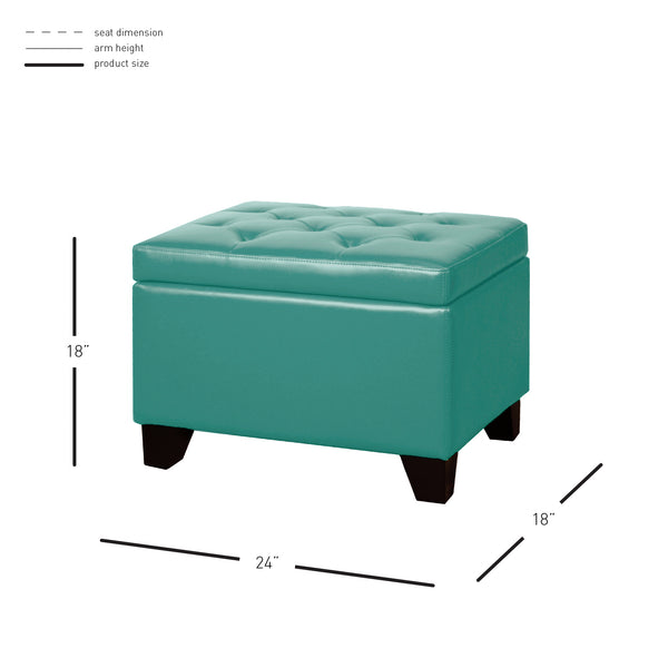 Julian Stylish Rectangular Bonded Leather Storage Ottoman with Biscuit Tufting for Home Organization