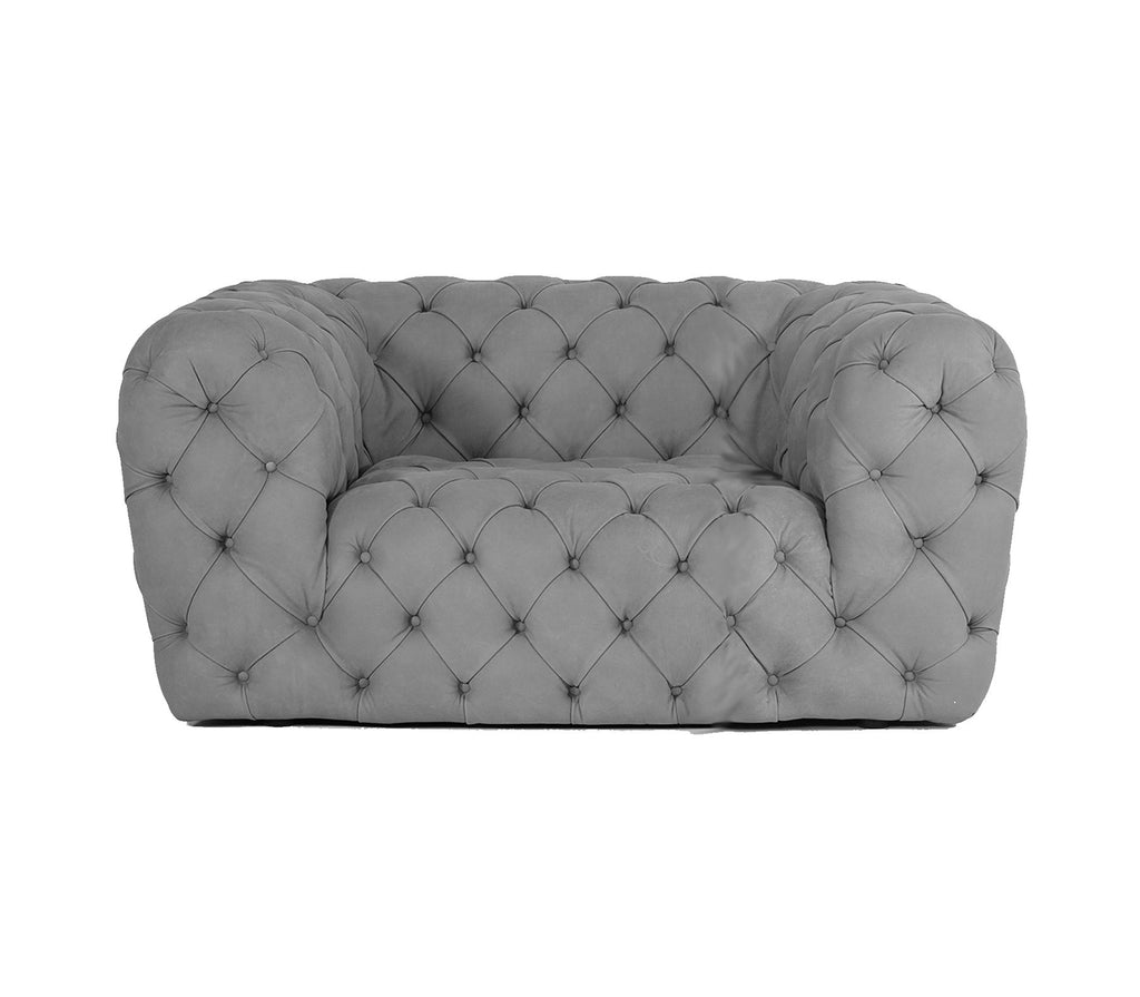 VIG Furniture Coronelli Collezioni Ellington - Italian Grey Nubuck Leather Accent Chair VGCCRIALTO-GRY-CH