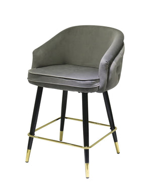 VIG Furniture Modrest Elliot - Contemporary Grey & Black/Gold Dining Bar Stool (Set of 2) VGSWSBC432-DKGRY-BS