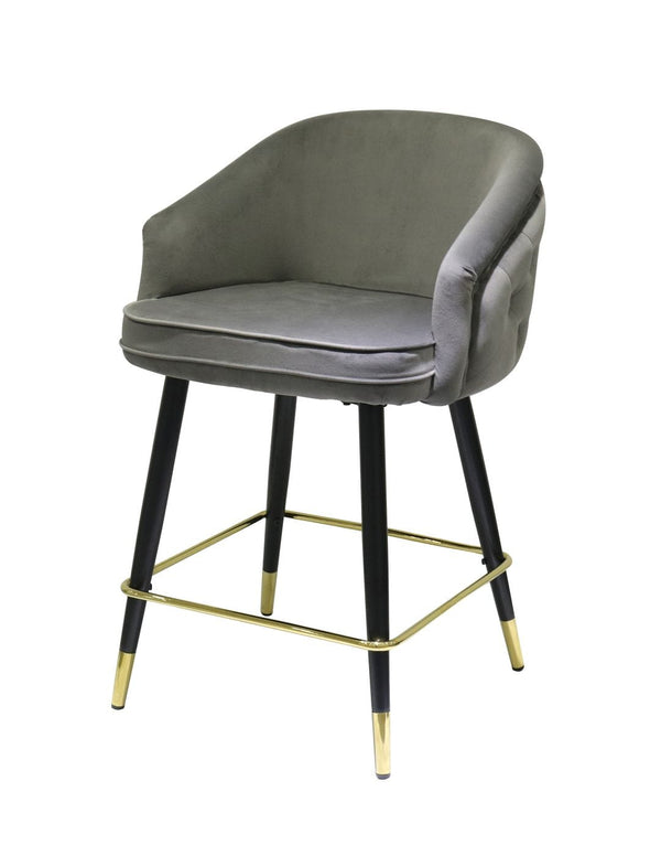 VIG Furniture Modrest Elliot - Contemporary Grey & Black/Gold Dining Bar Stool (Set of 2) VGSWSBC432-DKGRY-BS