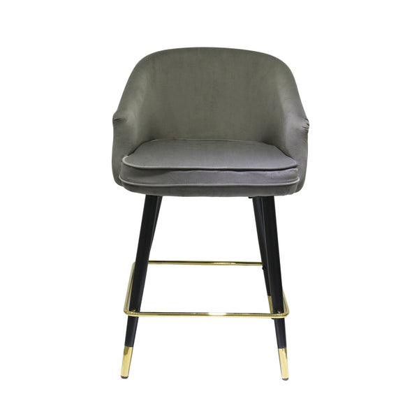 VIG Furniture Modrest Elliot - Contemporary Grey & Black/Gold Dining Bar Stool (Set of 2) VGSWSBC432-DKGRY-BS