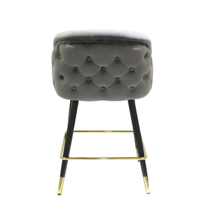 VIG Furniture Modrest Elliot - Contemporary Grey & Black/Gold Dining Bar Stool (Set of 2) VGSWSBC432-DKGRY-BS