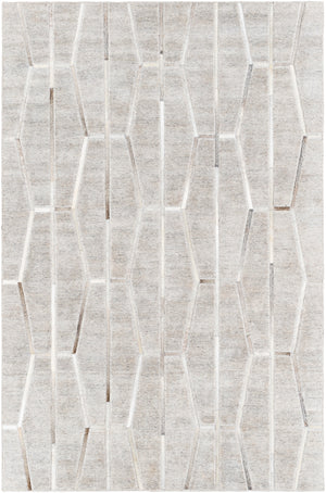 Eloquent ELQ-2300 Modern Viscose, Leather Rug ELQ2300-81012 Light Gray, Medium Gray, Beige, Taupe 80% Viscose, 20% Leather 8'10" x 12'
