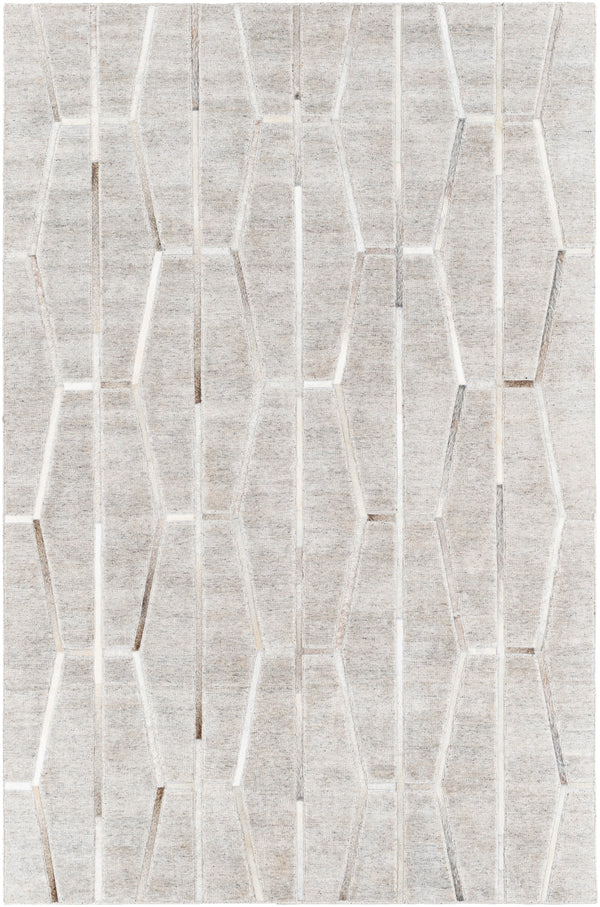 Eloquent ELQ-2300 Modern Viscose, Leather Rug ELQ2300-81012 Light Gray, Medium Gray, Beige, Taupe 80% Viscose, 20% Leather 8'10" x 12'