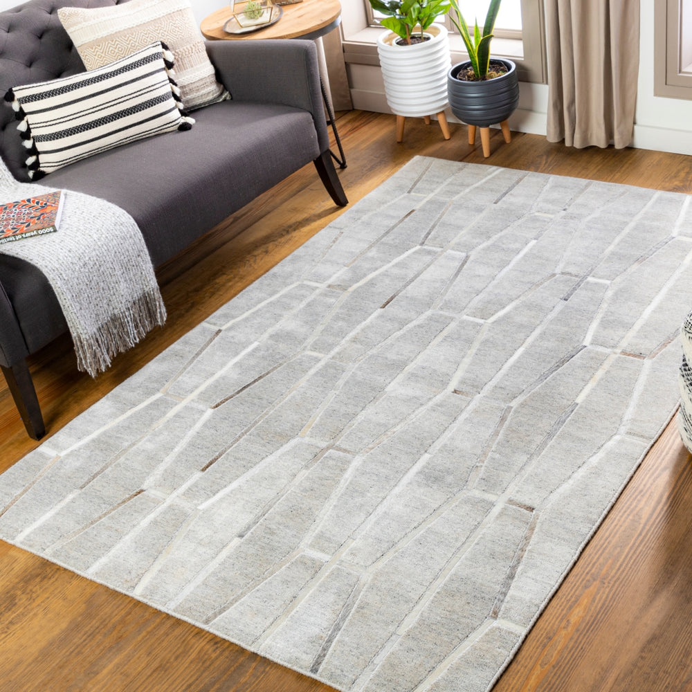 Eloquent ELQ-2300 Modern Viscose, Leather Rug ELQ2300-81012 Light Gray, Medium Gray, Beige, Taupe 80% Viscose, 20% Leather 8'10" x 12'