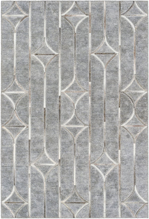 Eloquent ELQ-2301 Modern Viscose, Leather Rug ELQ2301-81012 Medium Gray, Light Gray, Beige, Taupe 80% Viscose, 20% Leather 8'10" x 12'