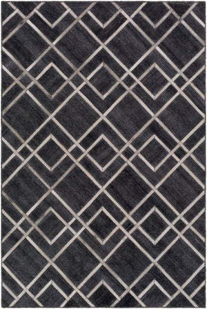 Eloquent ELQ-2305 Modern Viscose, Leather Rug ELQ2305-81012 Charcoal, Medium Gray, Light Gray, Ivory 80% Viscose, 20% Leather 8'10" x 12'