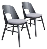 Zuo Modern Iago 100% Polyester, Rubberwood Scandinavian Commercial Grade Dining Chair Set - Set of 2 Gray, Black 100% Polyester, Rubberwood