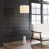 Zuo Modern Titan Steel, Poly Cotton, Marble Modern Commercial Grade Floor Lamp White, Brass Steel, Poly Cotton, Marble