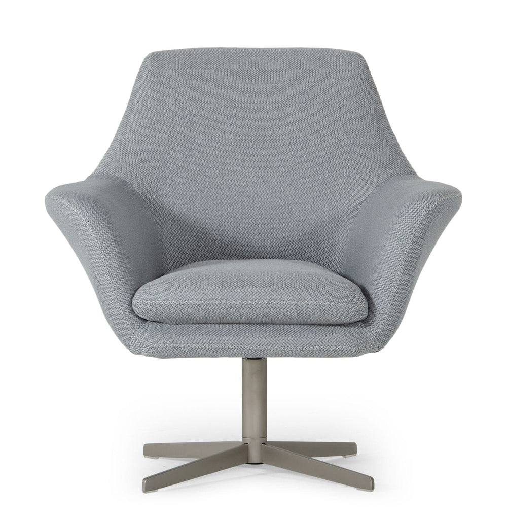 VIG Furniture Divani Casa Elvin - Modern Grey Fabric Swivel Lounge Chair VGKKA-832-GRY-3