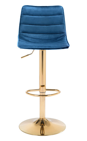 Zuo Modern Prima 100% Polyester, Plywood, Steel Modern Commercial Grade Barstool Dark Blue, Gold 100% Polyester, Plywood, Steel