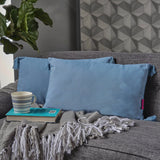 Nolan Light Blue Fabric Tassel Rectangular Throw Pillow Noble House