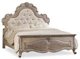Chatelet Traditional-Formal King Upholstered Panel Bed In Poplar And Hardwood Solids With Pecan Veneer, Resin And Fabric