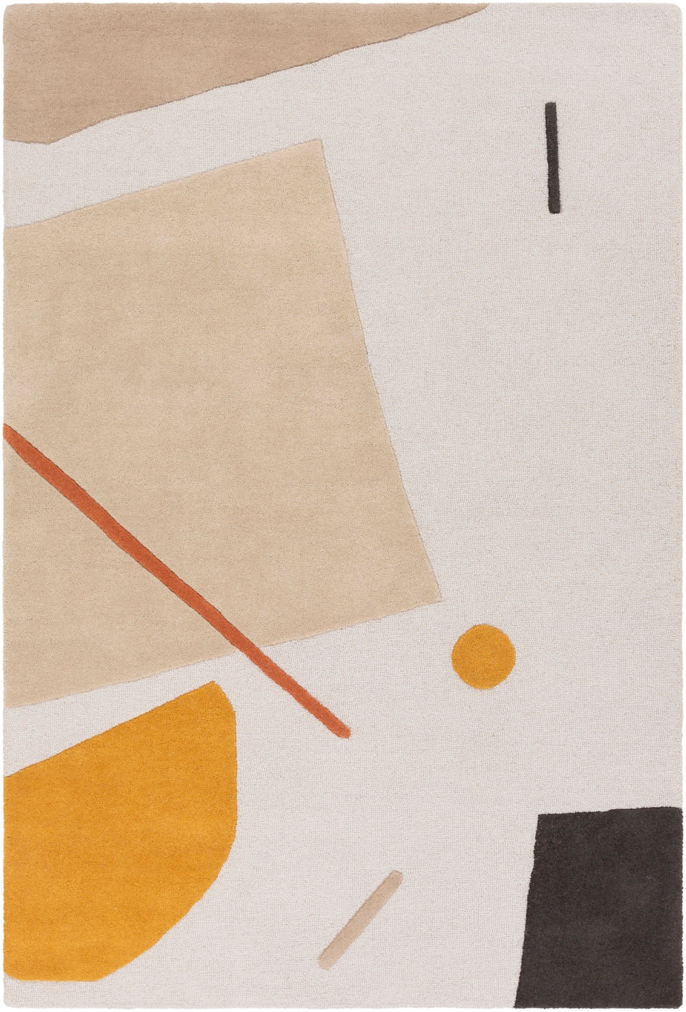 Emma EMM-2300 Modern Wool Rug EMM2300-81012 Burnt Orange, Mustard, Khaki, Black, Camel, Light Gray 100% Wool 8'10" x 12'