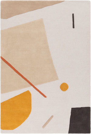 Emma EMM-2300 Modern Wool Rug EMM2300-81012 Burnt Orange, Mustard, Khaki, Black, Camel, Light Gray 100% Wool 8'10" x 12'