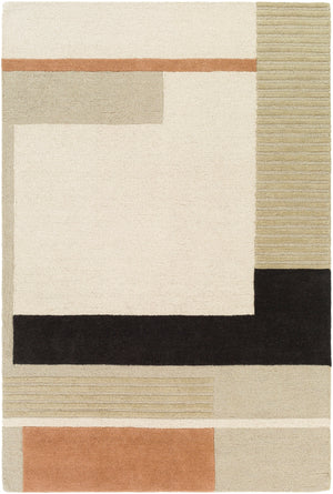 Emma EMM-2303 Modern Wool Rug EMM2303-69 Khaki, Charcoal, Camel 100% Wool 6' x 9'