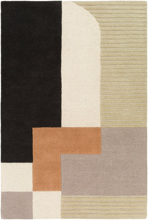 Emma EMM-2304 Modern Wool Rug EMM2304-69 Khaki, Taupe, Charcoal, Camel 100% Wool 6' x 9'