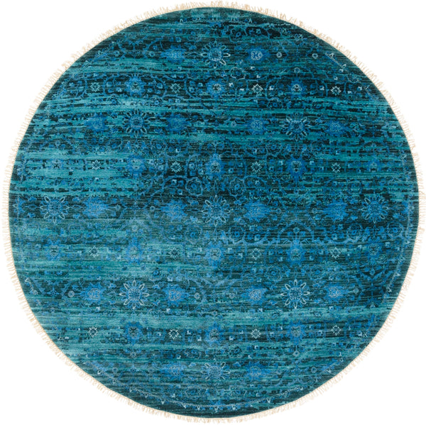 Empress EMS-7008 Traditional Wool Rug EMS7008-8RD Teal, Navy, Bright Blue, Denim 100% Wool 8' Round