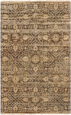 Empress EMS-7010 Traditional Wool Rug EMS7010-913 Dark Brown, Camel, Taupe, Ivory 100% Wool 9' x 13'