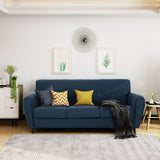 Emiliana Buttoned Traditional Navy Blue Fabric 3 Seater Sofa Noble House