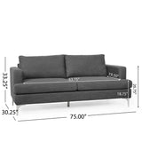 Dallin Contemporary Fabric 3 Seater Sofa, Charcoal and Silver Noble House