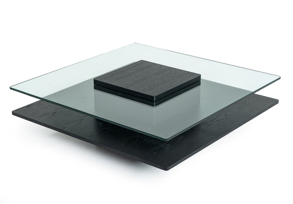 VIG Furniture Modrest Emulsion - Modern Black Oak Glass Coffee Table VGHBHK22A-BLK