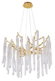 Bethel Soild Brass Chandelier in Aluminum & Glass