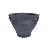 Largo Outdoor Traditional Garden Urn Planter Pot with Floral Design, Black