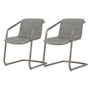 Indy Leatherette Side Chair Set of 2 - Industrial Chic Design with Rubbed Gold Frame & Easy Storage