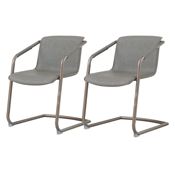 Indy Leatherette Side Chair Set of 2 - Industrial Chic Design with Rubbed Gold Frame & Easy Storage