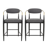 Elmore Modern Fabric Upholstered Iron 25 Inch Counter Stools (Set of 2)