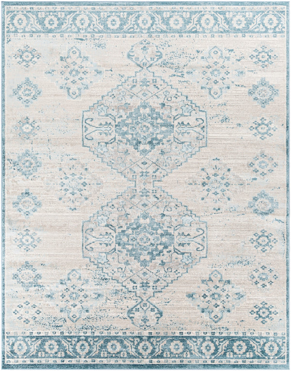 Enfield ENF-2304 Traditional Polypropylene, Polyester Rug ENF2304-71010 Dark Blue, Denim, Medium Gray, Light Gray, Cream 60% Polypropylene, 40% Polyester 7'10" x 10'