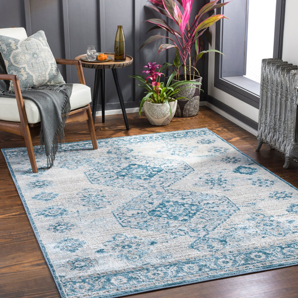 Enfield ENF-2304 Traditional Polypropylene, Polyester Rug ENF2304-81012 Dark Blue, Denim, Medium Gray, Light Gray, Cream 60% Polypropylene, 40% Polyester 8'10" x 12'
