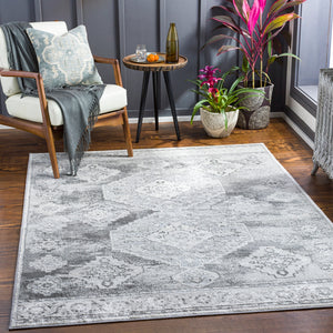 Enfield ENF-2305 Traditional Polypropylene, Polyester Rug ENF2305-81012 Charcoal, Medium Gray, Light Gray, Cream 60% Polypropylene, 40% Polyester 8'10" x 12'