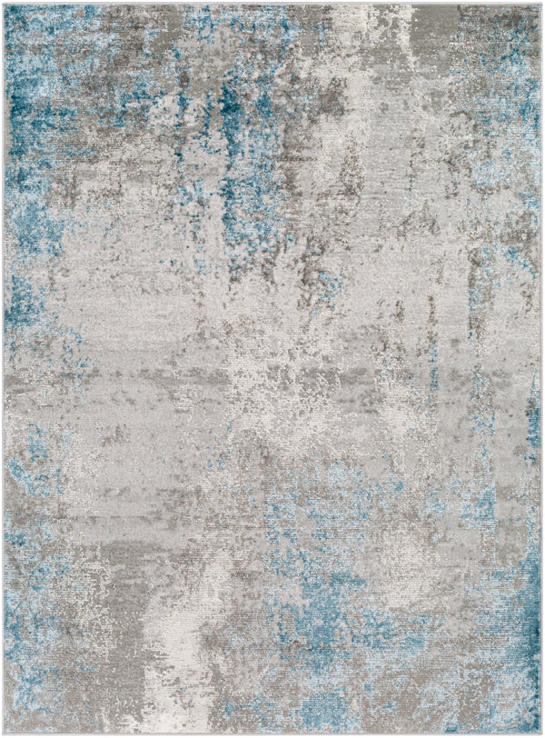 Enfield ENF-2307 Modern Polypropylene, Polyester Rug ENF2307-81012 Teal, Aqua, Medium Gray, Light Gray, Cream 60% Polypropylene, 40% Polyester 8'10" x 12'