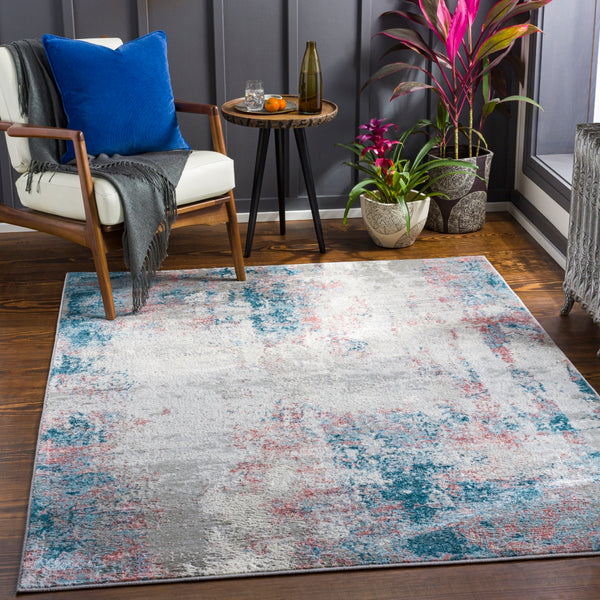 Enfield ENF-2309 Modern Polypropylene, Polyester Rug ENF2309-81012 Teal, Aqua, Burnt Orange, Coral, Medium Gray, Light Gray, Cream 60% Polypropylene, 40% Polyester 8'10" x 12'